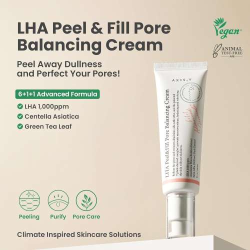 AXIS-Y: LHA Peel & Fill Pore Balancing Cream | Blackhead Remover | Pore Minimizing | Skin Balancing | Texture Refinement | 50ml