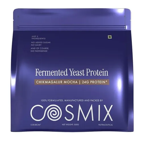 COSMIX: No-Nonsense Fermented Yeast Protein Powder | Chikmagalur Mocha | 24g Protein Per Serving | Muscle Recovery & Daily Nutrition | 500gm