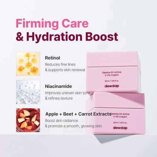 Dewdap: Dewtox EX Active V-Fit Cream | Exosome Skin Repair | Firming | Anti-Wrinkle | Skin Tightening | Deep Hydration | 50ml