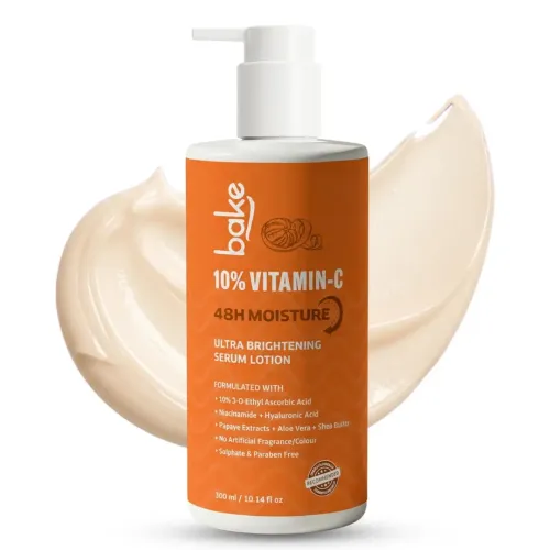 Bake Cosmetics: 10% Vitamin C Ultra Brightening Serum Body Lotion with Niacinamide for Even Skin Tone & Skin Barrier Support 300ml
