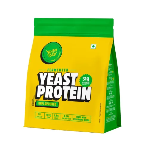 Yogabar: Yeast Protein Powder | Plant-Based Protein | Unflavored | High Protein Supplement | 500gm
