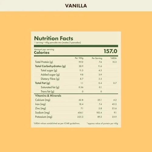 COSMIX: No-Nonsense Plant Protein Pancake Mix | Kerala Vanilla | High Protein Breakfast Mix | Healthy Pancake & Waffle Mix | 200g