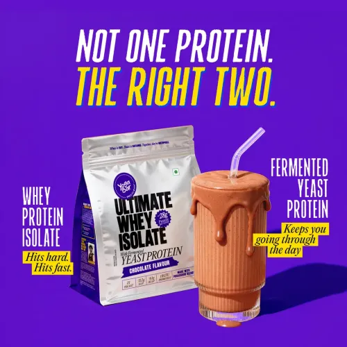 Yogabar: Yeast + Whey Protein Powder | High Protein Blend | Chocolate Flavor | Muscle Support | 500gm