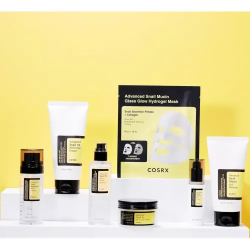 COSRX: Advance Snail Mucin Glass Glow Hydogel Mask | Hydrating & Brightening | Korean Skincare | 34gm x 3EA
