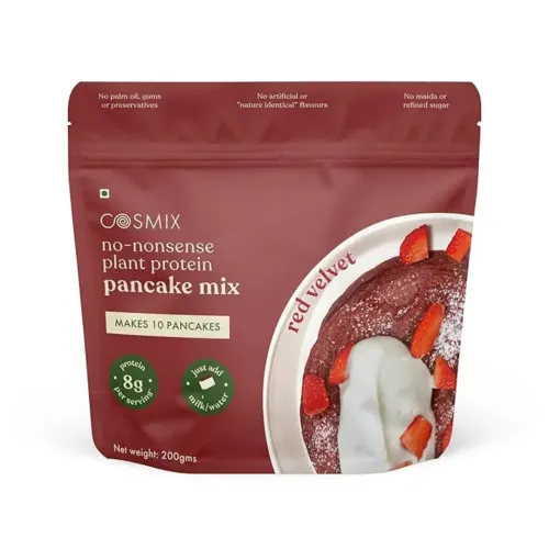 COSMIX: No-Nonsense Plant Protein Pancake Mix | Red Velvet | High Protein Breakfast Mix | Healthy Pancake & Waffle Mix | 200g