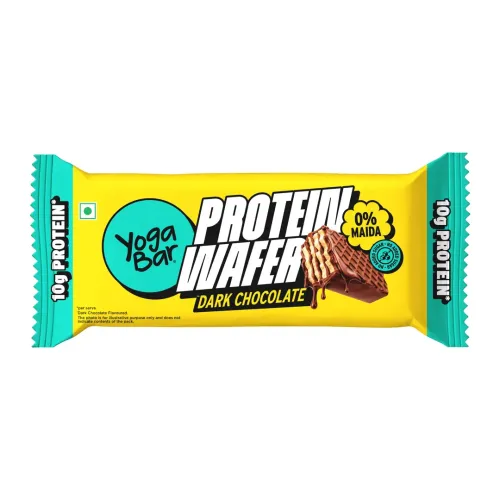 Yogabar: Protein Wafer | 10g Protein Snack | Dark Chocolate Flavor | High Protein Crunchy Wafer | Pack of 10