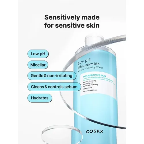 COSRX: Low PH Niacinamide Micellar Cleansing Water | Makeup Remover | Deep Cleansing | Brightening | 400ml
