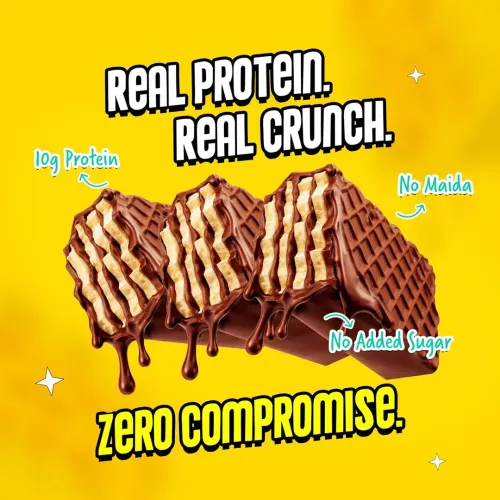 Yogabar: Protein Wafer | 10g Protein Snack | Dark Chocolate Flavor | High Protein Crunchy Wafer | Pack of 10
