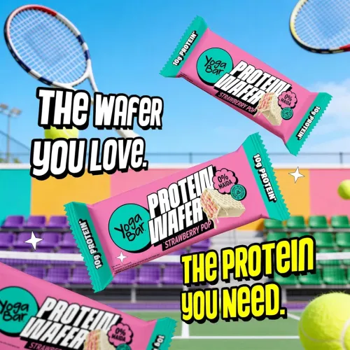 Yogabar: Protein Wafer | 10g Protein Snack | Strawberry Pop Flavor | High Protein Crunchy Wafer | Pack of 10