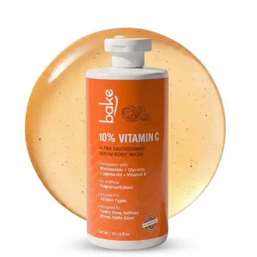 Bake Cosmetics: 10% Vitamin C Ultra Brightening Serum Body Wash with Niacinamide for Tan, Even Tone & Glow 300ml