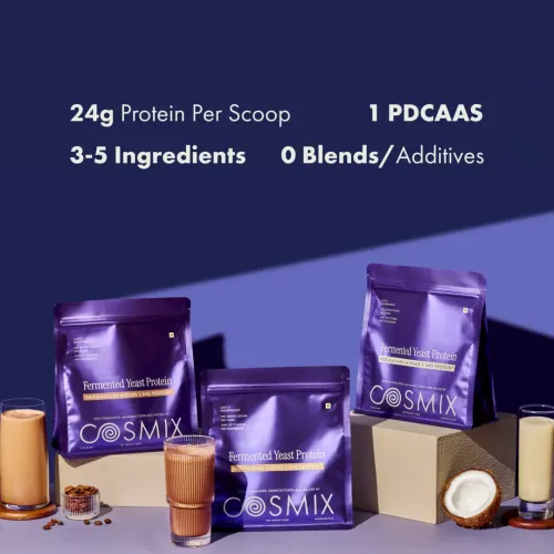 COSMIX: No-Nonsense Fermented Yeast Protein Powder | Chikmagalur Mocha | 24g Protein Per Serving | Muscle Recovery & Daily Nutrition | 500gm