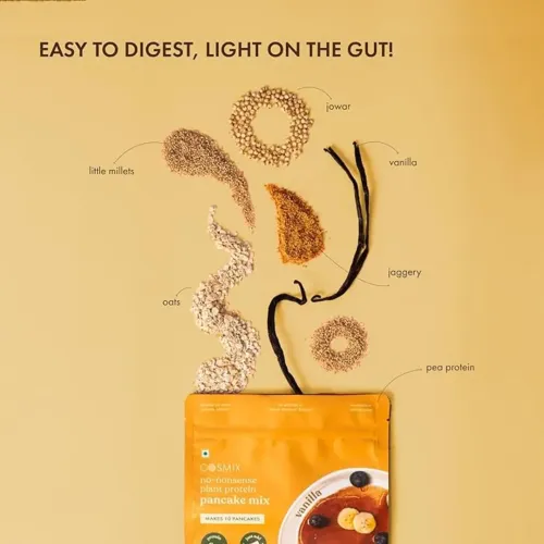 COSMIX: No-Nonsense Plant Protein Pancake Mix | Kerala Vanilla | High Protein Breakfast Mix | Healthy Pancake & Waffle Mix | 200g