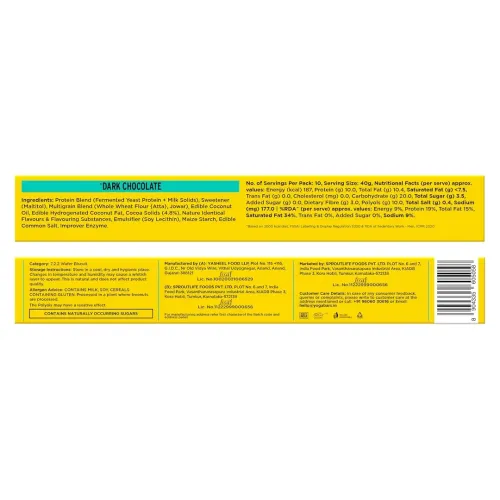 Yogabar: Protein Wafer | 10g Protein Snack | Dark Chocolate Flavor | High Protein Crunchy Wafer | Pack of 10