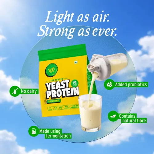Yogabar: Yeast Protein Powder | Plant-Based Protein | Unflavored | High Protein Supplement | 500gm