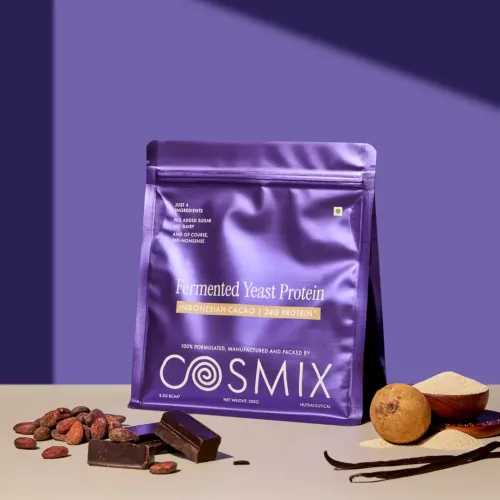 COSMIX: No-Nonsense Fermented Yeast Protein Powder | Indonesian Cacao | 24g Protein Per Serving |Muscle Recovery & Daily Nutrition | 500gm