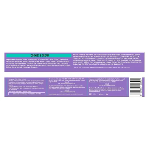 Yogabar: Protein Wafer | 10g Protein Snack | Cookies & Cream Flavor | High Protein Crunchy Wafer | Pack of 10