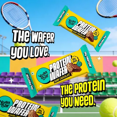 Yogabar: Protein Wafer | 10g Protein Snack | Dark Chocolate Flavor | High Protein Crunchy Wafer | Pack of 10