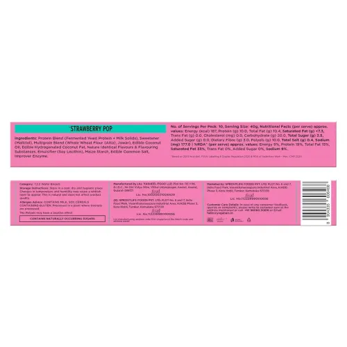 Yogabar: Protein Wafer | 10g Protein Snack | Strawberry Pop Flavor | High Protein Crunchy Wafer | Pack of 10