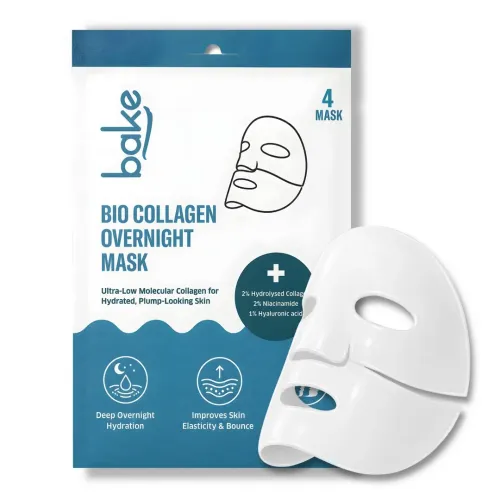 Bake Cosmetics: Bio Collagen Overnight Hydrogel Mask with Niacinamide for Deep Hydration, Firming & Plump Skin 40gm*4 Pack of 4