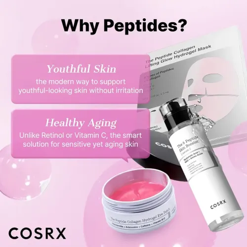 COSRX: The Peptide Collagen Lifting Glow Hydrogel Mask | Firming Face Mask | Lifting & Hydrating | Anti-Ageing | Korean Skincare | 34gm x 3EA