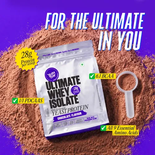 Yogabar: Yeast + Whey Protein Powder | High Protein Blend | Chocolate Flavor | Muscle Support | 500gm