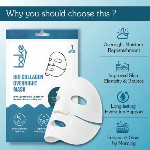 Bake Cosmetics: Bio Collagen Overnight Hydrogel Mask with Niacinamide for Deep Hydration, Firming & Plump Skin  40gm