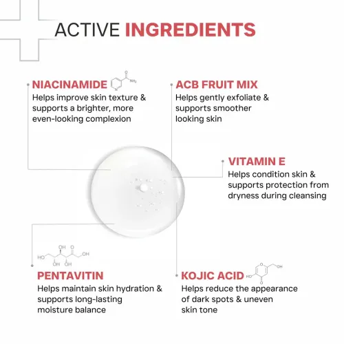 Dermatouch: Bright & Even Skin Tone Gentle Cleanser | Helps Reduce Dark Spots & Uneven Tone | pH 5.5 Daily Face Wash | 250ml