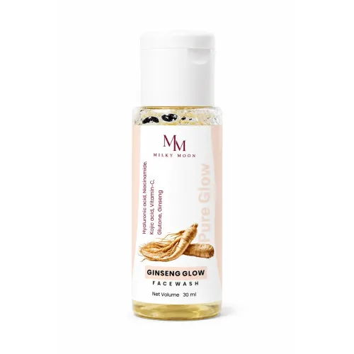 Milky Moon: Ginseng Glow Face Wash| Brightening Face Cleanser | Hydrating & Radiance Boosting Face Wash | 30ml