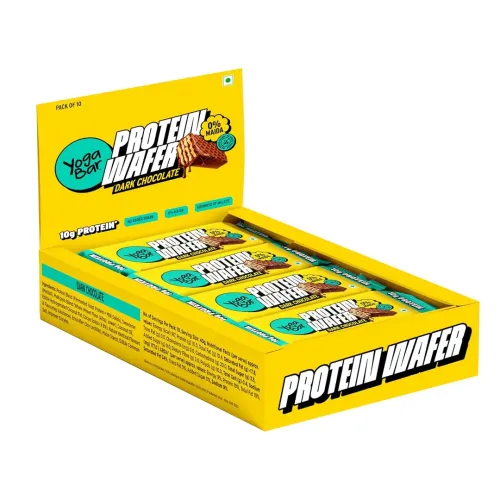 Yogabar: Protein Wafer | 10g Protein Snack | Dark Chocolate Flavor | High Protein Crunchy Wafer | Pack of 10