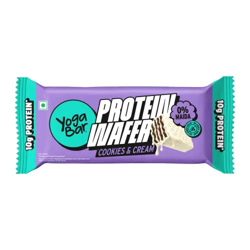 Yogabar: Protein Wafer | 10g Protein Snack | Cookies & Cream Flavor | High Protein Crunchy Wafer | Pack of 10