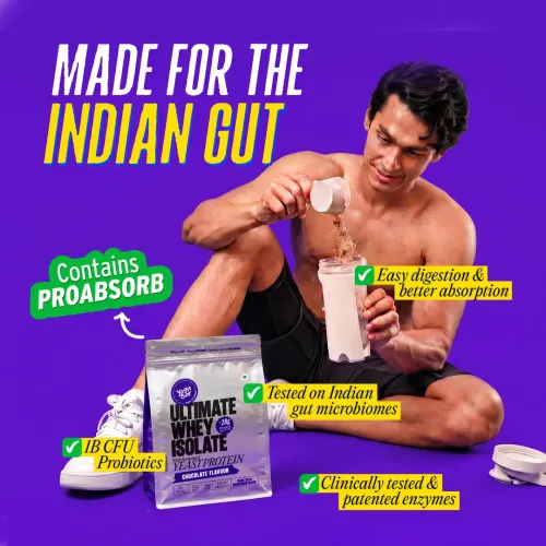 Yogabar: Yeast + Whey Protein Powder | High Protein Blend | Chocolate Flavor | Muscle Support | 500gm