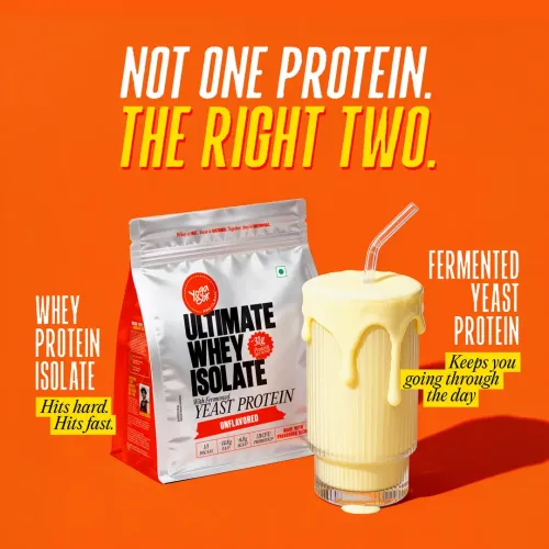 Yogabar: Yeast + Whey Protein Powder | High Protein Blend | Unflavored | Muscle Support | 500gm