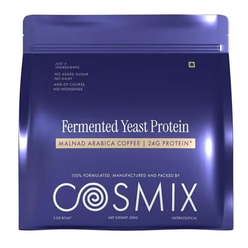 COSMIX: No-Nonsense Fermented Yeast Protein Powder | Malnad Arabica Coffee | 24g Protein Per Serving | Muscle Recovery & Daily Nutrition | 500gm