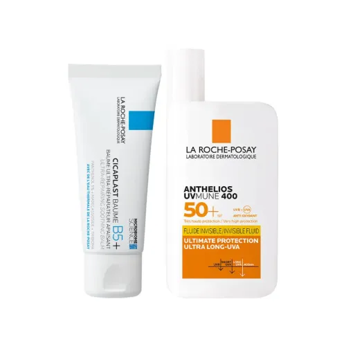 La Roche-Posay: Day & Night Skincare Combo | Cicaplast B5+ Moisturizer & Anthelios Invisible Fluid
