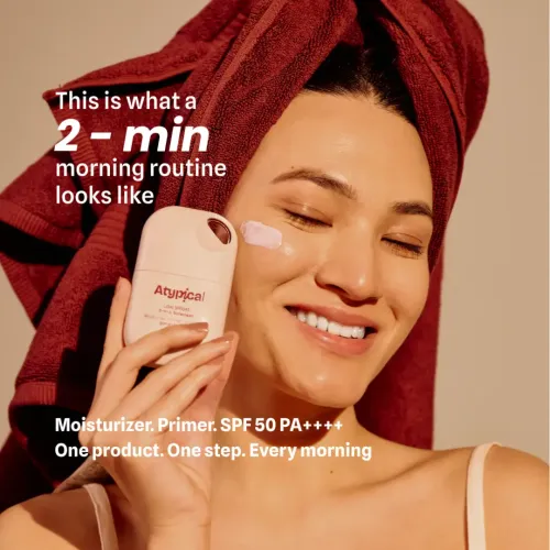 Atypiical: Low Effort 3-in-1 Sunscreen SPF 50 PA++++ | Moisturizer + Primer + Sunscreen |Dermatologically Tested | Non-Greasy, Ultra-Lightweight | No White Cast | Sunscreens for Oily & Dry skin | 40ml