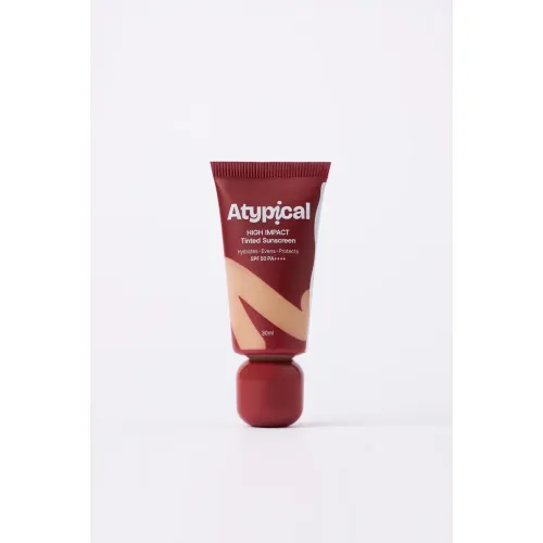Atypiical: High Impact Tinted Sunscreen SPF 50 PA++++ Light Medium Yellow - A35W | High-Coverage |No White Cast | Niacinamide | Broad Spectrum UVA/UVB | Non-Greasy | 30ml