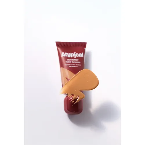 Atypiical: High Impact Tinted Sunscreen SPF 50 PA++++ Medium Peach Yellow - A20W | High-Coverage |No White Cast | Niacinamide | Broad Spectrum UVA/UVB | Non-Greasy | 30ml