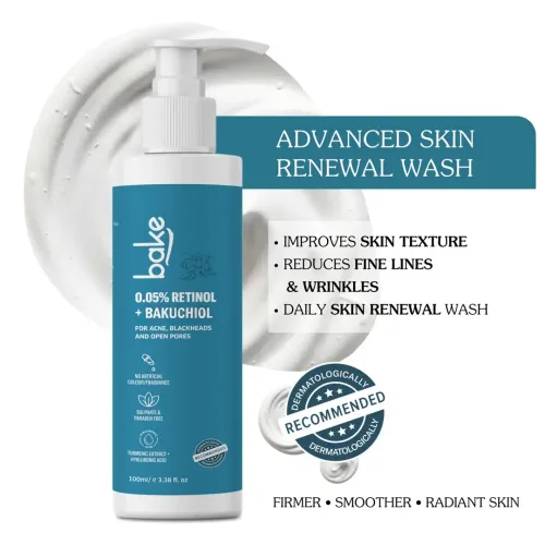 Bake Cosmetics: 0.05% Retinol Face Wash for Acne ,Blackheads & Open Pores for Men & Women