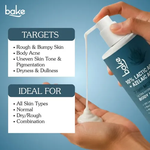 Bake Cosmetics: 10% Lactic Acid Body Lotion for Bumpy Skin, Exfoliates & Reduces Body Acne
