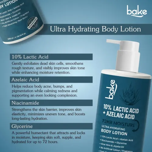 Bake Cosmetics: 10% Lactic Acid Body Lotion for Bumpy Skin, Exfoliates & Reduces Body Acne