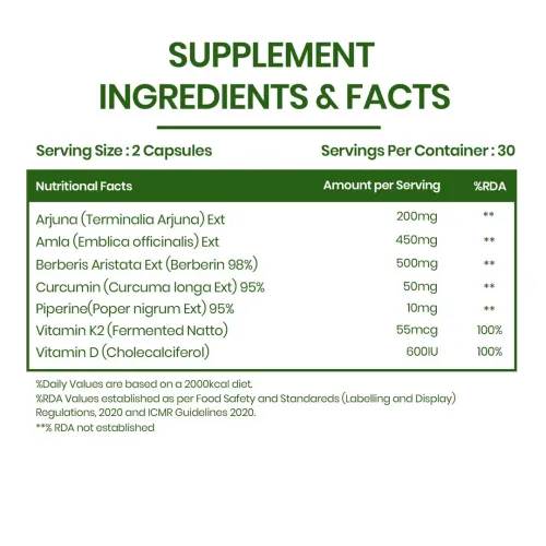 Vlado's Himalayan Organics: Cholesterol Control Supplement | Arjuna, Amla, Berberine & Curcumin | Supports Healthy Cholesterol & Lipid Levels | Triglycerides & Heart Health Support | Natural Antioxidants | Ayurvedic Natural Cholesterol Reducer - 60 Veg Capsules