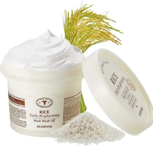 Skinfood: Rice Daily Brightening Mask Wash Off | Brightening | Hydrating | Even Skin Tone | Glow Boosting | 120Gm