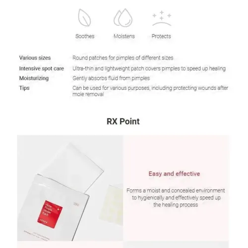 COSRX: Master Patch Original Fit | Acne Pimple Patch | Hydrocolloid Patch | Blemish Care | Spot Treatment | 24 Patches
