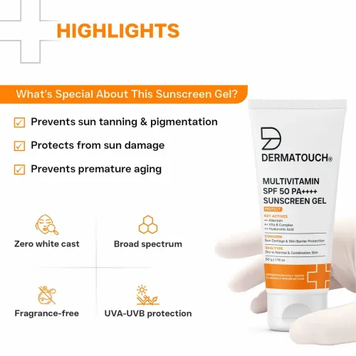 Dermatouch: Multivitamin SPF 50 PA+++ Sunscreen Gel 50gm