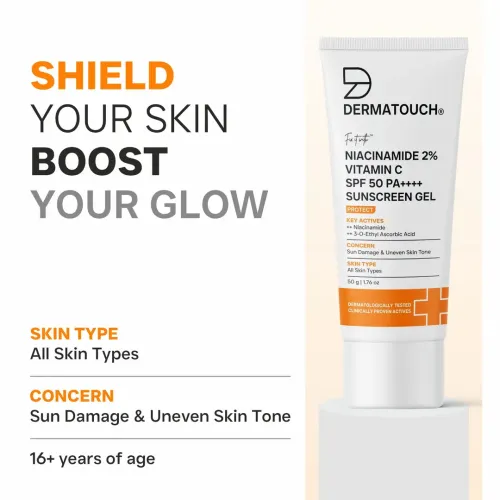 Dermatouch: Niacinamide 2% Vitamin C Sunscreen for glowing skin 50G
