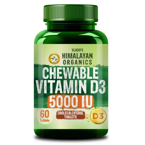 Vlado's Himalayan Organics: Vitamin D3 5000IU - Chewable Vitamin D Tablets | Cholecalciferol Vitamin D3 Supplement for Bone & Immunity | For Men And Women | Orange Flavour - 60 Tablets