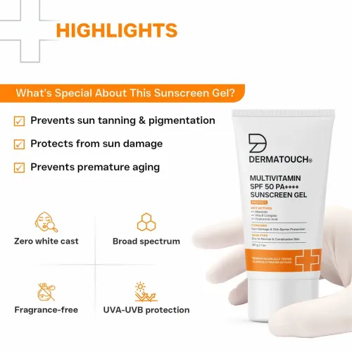 Dermatouch: Dermatouch Multivitamin Spf 50 Pa+++ Sunscreen Gel - 30gm  Pack Of 2