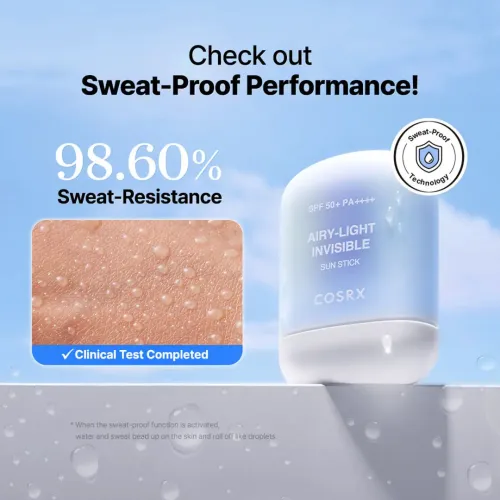 COSRX: Airy-Light Invisible Sun Stick SPF 50+ PA++++ | Sunscreen Stick | Broad Spectrum UV Protection | Lightweight | Non-Greasy Finish | 19gm