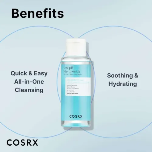 COSRX: Low PH Niacinamide Micellar Cleansing Water | Makeup Remover |  Deep Cleansing | Travel Size | 100ml