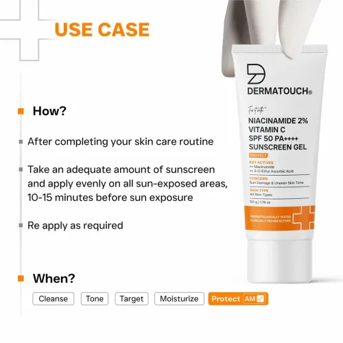 Dermatouch: Niacinamide 2% Vitamin C Sunscreen for glowing skin 50G